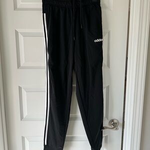 Adidas Men’s Black Joggers with White Stripes; Size Small